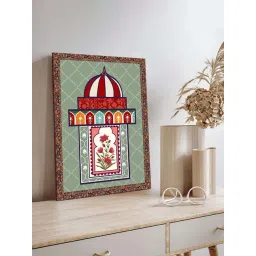 Art Street Green & Red Indian Mughal Floral Pattern Wall Art-picture-47