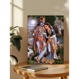 Art Street Grey & Off White Sri Radha Krishna Printed Canvas Wall Art-picture-27