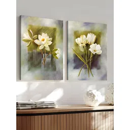 Art Street Grey & White 2 Pieces Canvas Floral and Botanical Wall Art-picture-19