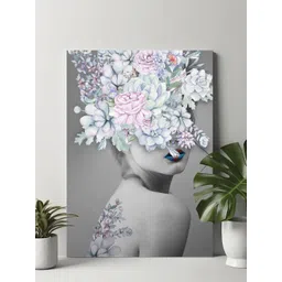 Art Street Grey & White Flower Lady Canvas Painting Wall Art-picture-25