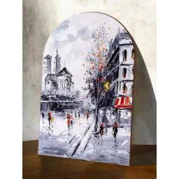 Art Street Grey Mdf Romantic City Pedestrian Paris Tower Decorative Wall Art-picture-12