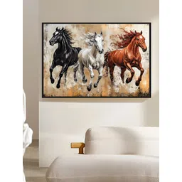Art Street Landscape Abstract Framed Canvas Wall Art Painting Three Running Horses-picture-21