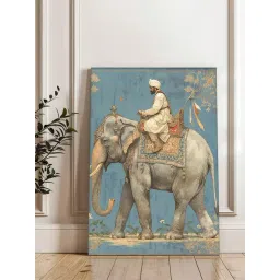 Art Street Light Blue Canvas Digital Indian Man Riding Elephant Wall Art-picture-16