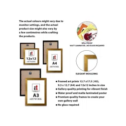 Art Street Maroon Indian Art Print Meera Holding Sitar With Peacock Wall Hanging - Set of 7 image 4