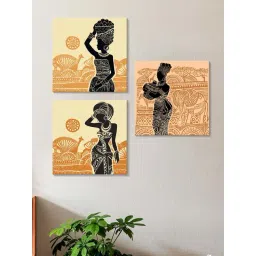 Art Street Orange & Black African Lady Stretched Wall Art - Set of 3-picture-20