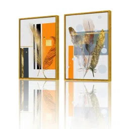 Art Street Orange Canvas Luxury Hall Wall Painting - Set of 2 image 2