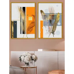 Art Street Orange Canvas Luxury Hall Wall Painting - Set of 2 image 1