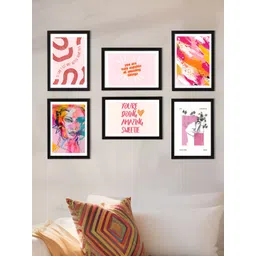 Art Street Pink & Black 6 Piece Synthetic Wood Other Wall Art-picture-35