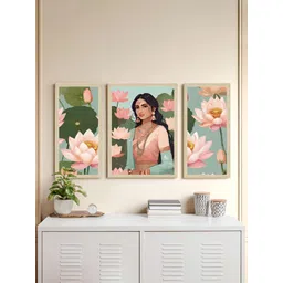 Art Street Pink & Green 3 Pieces MDF Abstract Wall Art-picture-31