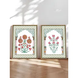 Art Street Pink & White 2 Piece Canvas Floral and Botanical Wall Paintings-picture-30
