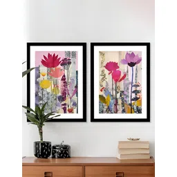 Art Street Pink & White 2 Piece Wood Floral and Botanical Wall Paintings-picture-29