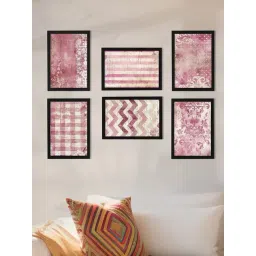 Art Street Pink Engineered Wood Floral Wall Painting - Set of 6-picture-37