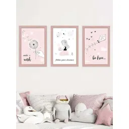 Art Street Pink Make A Wish Be Free Wall Art Prints - Set of 3-picture-30