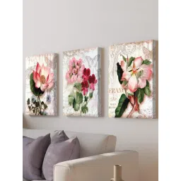 Art Street Printed Pink Cotton Canvas Wall Art - Set of 3-picture-44