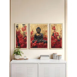 Art Street Red & Yellow 3 Pieces MDF Abstract Wall Art-picture-20