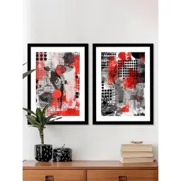 Art Street Red Wood Abstract Retro Design Wall Painting - Set of 2-picture-45