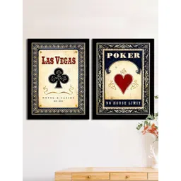 Art Street Set Of 2 Black & Red Las Vegas Poker Matte Printed Wall Arts-image-6