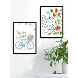 Art Street Set Of 2 Black & White Motivational Art Printed Framed Wall Art-image-0