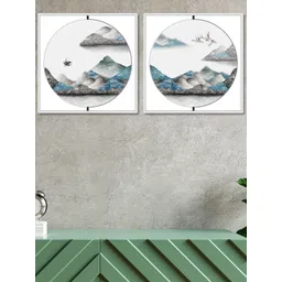 Art Street Set Of 2 Grey & White Mountain Theme Hand-Painted Framed Wall Arts-picture-39