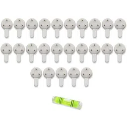art street Set of 25 Hooks White 3-Pin Seamless Nail with 2 Spirit Leveler for Photoframe Hook 25-picture-17