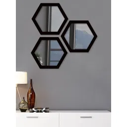 Art Street Set of 3 Black Decorative Hexagon Shape Wall Mirror-picture-24