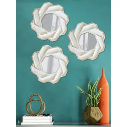 Art Street Set Of 3 Gold-Colored & White Solid Framed Decorative Wall Mirrors-picture-32