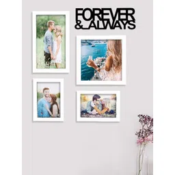Art Street Set Of 4 White Solid Photo Frame With Forever & Always Cutout-picture-43