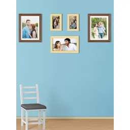 Art Street Set Of 5 Brown & Beige Solid Individual Wall Photo Frames-picture-33