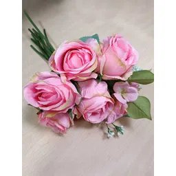 Art Street Set Of 9 Pink Rose Artificial Flower Bunch-picture-24