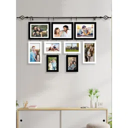 Art Street Set Of 9 White & Black Acrylic Wall Hanging Photo Frame With Hanging Rod-image-22