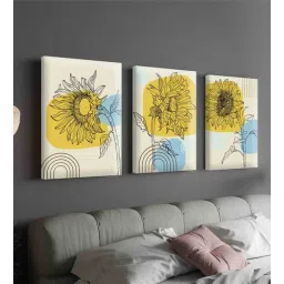 art street Sunflower Multicolour Engineered Wood (Set of 3) Art Panels-picture-30