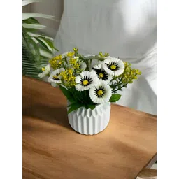 Art Street White 1 Pieces Daisy Artificial Flower With Pot-picture-10