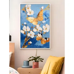 Art Street White & Blue 1 Piece Canvas Floral and Botanical Wall Paintings-picture-17