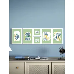 Art Street White & Green Motivational Quotes Live Love Life Good Vibe Only Art Prints - Set of 6-picture-39