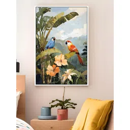 Art Street White & Green Parrots Tropical Nature Canvas Wall Paintings-picture-38