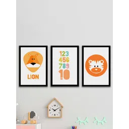 Art Street White and Orange Set of 3 Alphabet letter Wall Art-picture-33