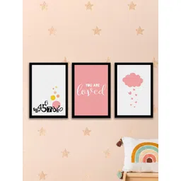 Art Street White and Pink Set Of 3 Slogans Printed Wall Art-picture-13
