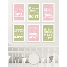 Art Street White & Pink The Best Things In Life Are Free Wall Art Prints - Set of 6-picture-35