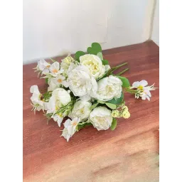 Art Street White Plastic Artificial Rose - Set of 2-picture-11