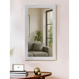 Art Street White Textured Wall Mount Decorative Wall Mirror With Frame-picture-25