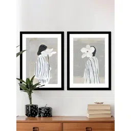 Art Street White Wood Boho Woman Wall Painting - Set of 2-picture-24