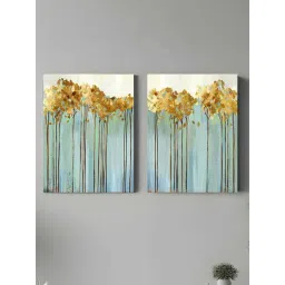 Art Street Yellow & Blue Nature Theme Stretched Canvas Painting - Set of 2-picture-34