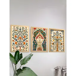 Art Street Yellow & Green 3 Piece Synthetic Wood Floral and Botanical Wall Paintings-picture-16