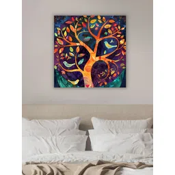 Art Street Yellow & Navy Blue Birds and Animals Printed Canvas Wall Art-picture-40