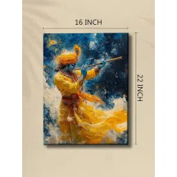 Art Street Yellow Canvas Abstact Shree Krishna Divine Flute Player Wall Art-picture-28