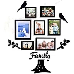 Art Street Family Tree Photo Frame set of 7 individual wall photo frame with MDF plaque - 2 Leaf,1 Trunk,1 Family and 2 Birds-picture-14