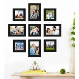 Sythetic Wood Wall Photo Frames in Black Colour, Set of 9 by Art Street-image-23