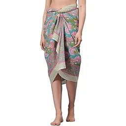 art world Hand Block Printed Pareo Bikini Cover up Women's Cotton Beach Wear Swimsuit Cover Up Wrap Sarong 72" X 44" Inch-picture-46