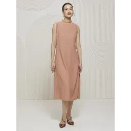 Artagai Salmon Pink Elevated Basics Mock Neck Midi Dress-picture-13
