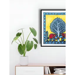 ARTDARSHAN Yellow & Blue Animal Painting Wall Art-picture-41
